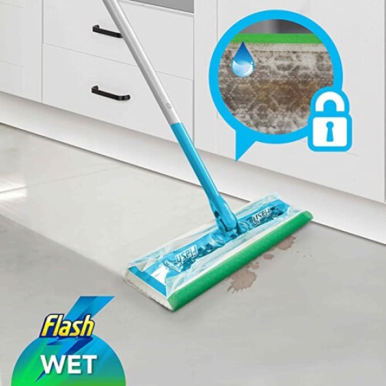 Isi Ulang Tisu Basah Flash Speedmop, Bahan Pembersih, Aroma Anggrek Liar, 96 lembar tisu (24 x 4 lembar)